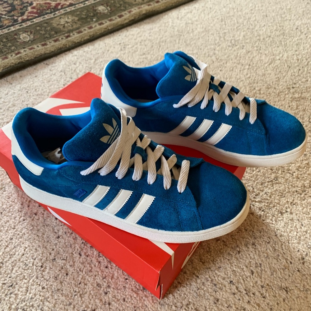 Adidas campus st baby blue felt skate shoes.